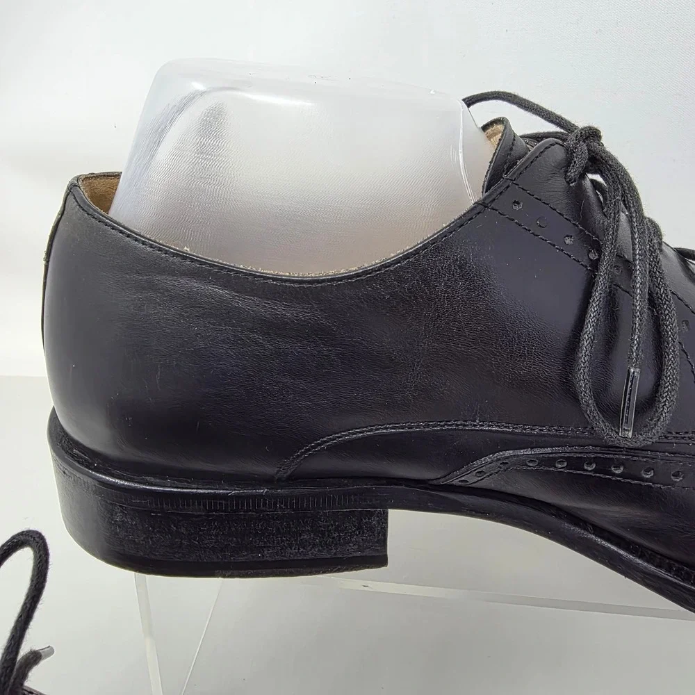 Rockport Wingtip Oxford Mens 9 W APM50131 Black Leather Dress Shoes Italy Good